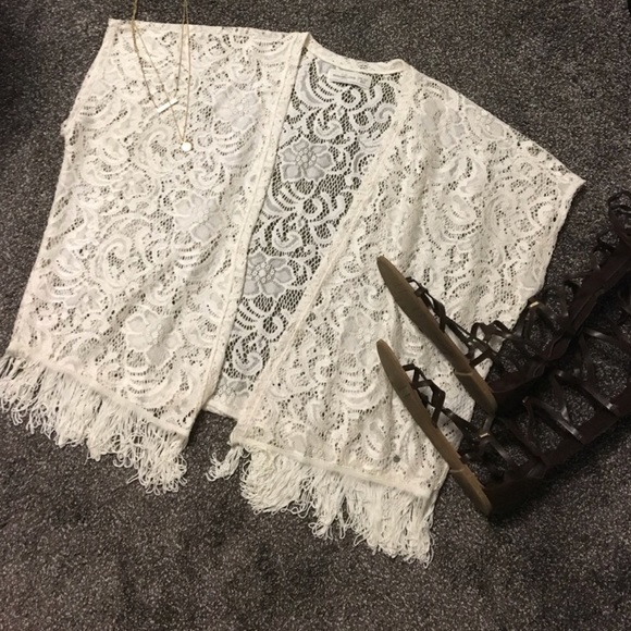 Abercrombie & Fitch Tops - Lace Fringe Kimono